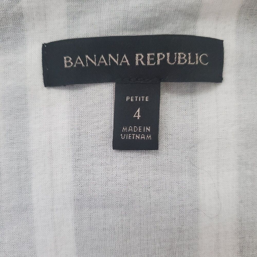 Banana Republic Women's Romper Size 4 Petite Striped Cotton Linen Tie Pockets - Picture 5 of 11